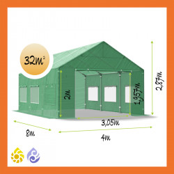 Foliengewächshaus Stahl 3x4 Übersicht