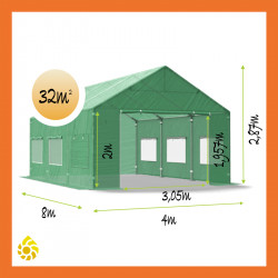 Foliengewächshaus Stahl 4x8 Übersicht
