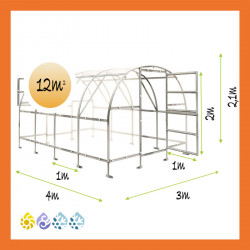 Gewächshaus Polycarbon Stahl Runddach 3x4 Maße