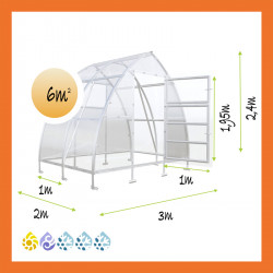 Gewächshaus Polycarbon Stahl Spitzdach 3x2 Maße