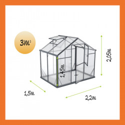 Produktübersicht Gewächshaus aus Glas ALU 2,2x1,5