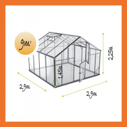 Produktübersicht Gewächshaus aus Glas ALU 2,9x2,9