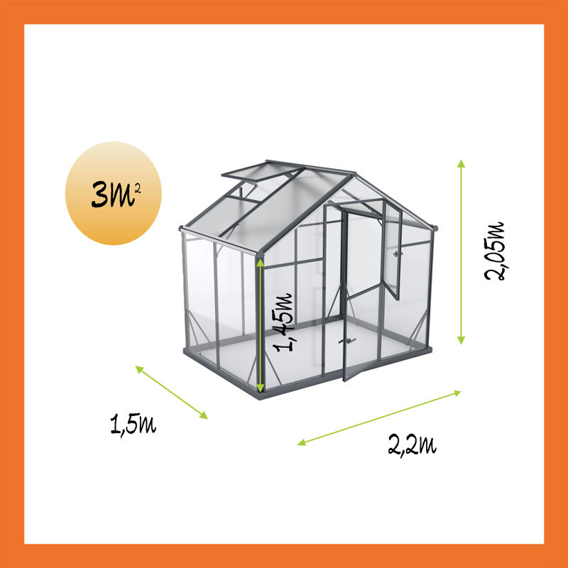 Hybridgewächshaus ALU 2,2x1,5