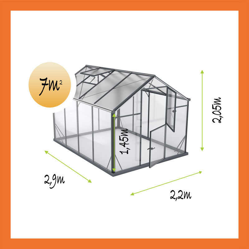 Gewächshaus Hybrid Aluminium Satteldach 2,2x2,9