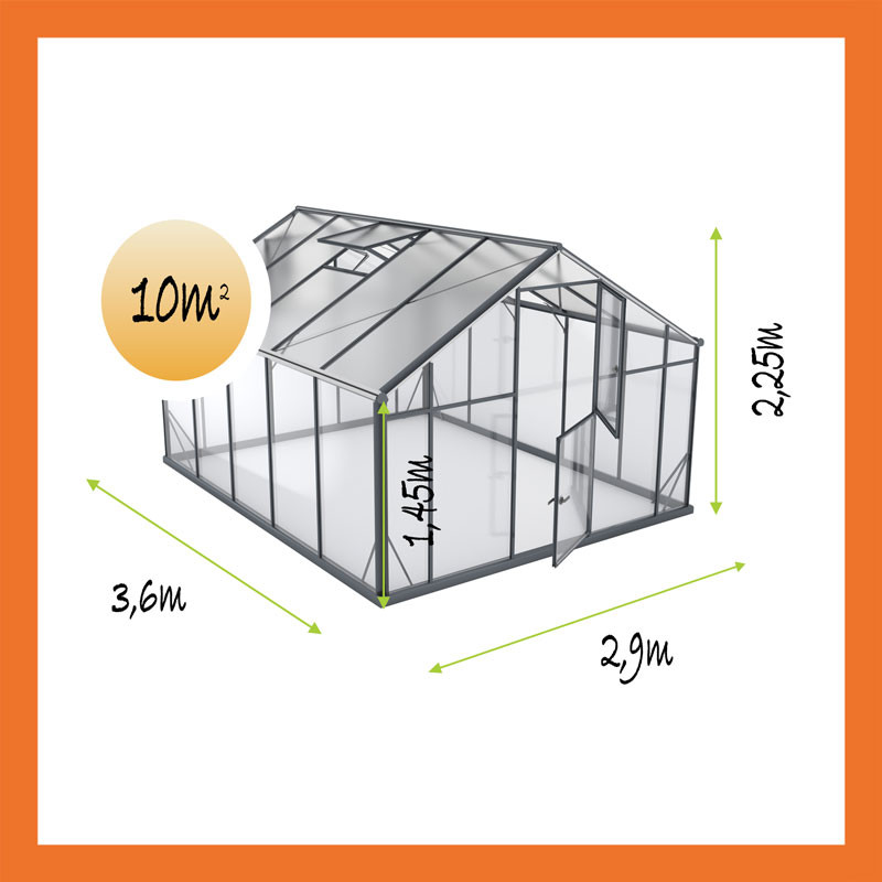 Gewächshaus Hybrid Aluminium Satteldach 2,9x3,6