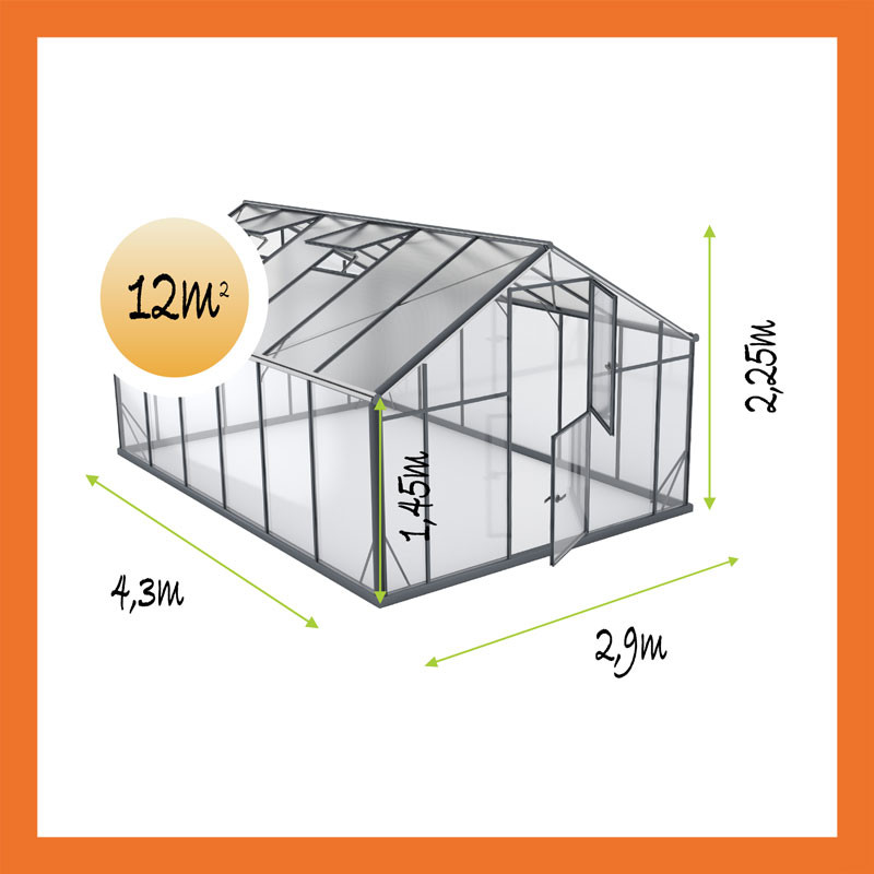 Gewächshaus Hybrid Aluminium Satteldach 2,9x4,3