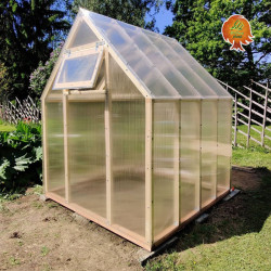 Gewächshaus Polycarbonat Holz Satteldach 2,1x7,3