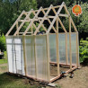 Gewächshaus Polycarbonat Holz Satteldach 2,1x7,3
