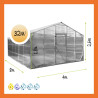 Gewächshaus Polycarbon STAHL Satteldach 4x8 Übersicht