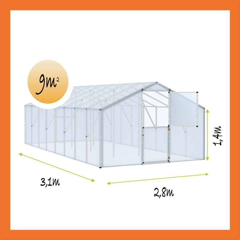 Gewächshaus Folie PVC Satteldach 2,8x3,1