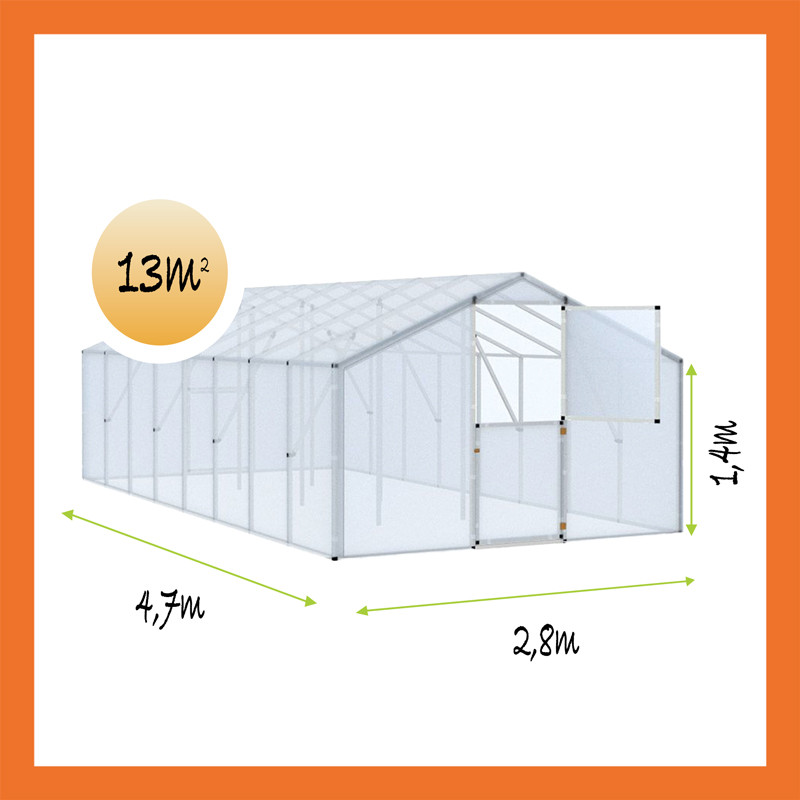 Gewächshaus Folie PVC Satteldach 2,8x4,7