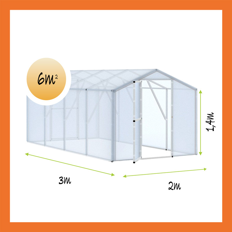 Gewächshaus Folie PVC Satteldach 2x3