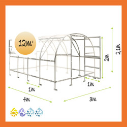 Gewächshaus Polycarbonat Stahl Runddach Perle