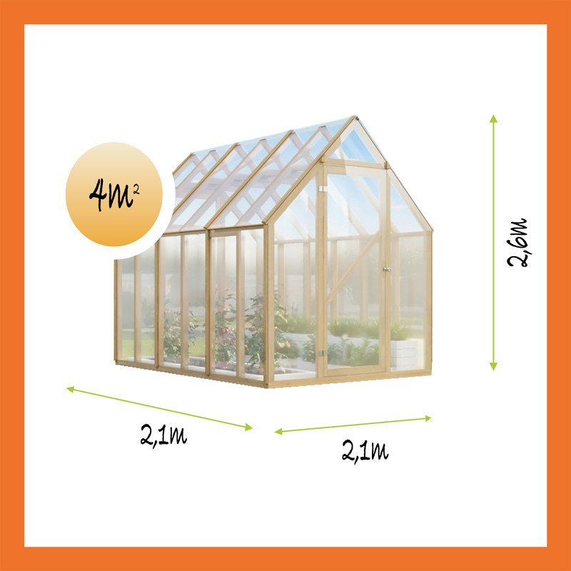 Gewächshaus Polycarbonat Holz Satteldach Hobbit