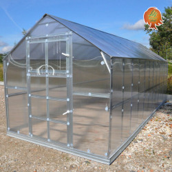 Verlängerungsmodul Gewächshaus Polycarbonat Stahl Satteldach Bernstein