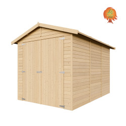 Garage Holz Radstube – Seitenansicht mit Fenster
