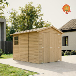 Garage Holz Radstube im Garten