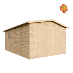 Garage Holz Feierabend 4,93 m – Ansicht mit Doppeltür