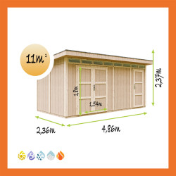 Garage Holz Pultdach Standgas – Maße 4,86 x 2,36 m