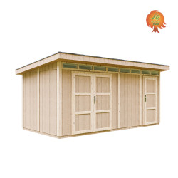 Garage Holz Standgas – Ansicht mit Doppeltür und Oberlichtband