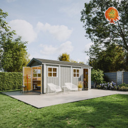 Garage Holz Nordlicht – geöffnete Doppeltür