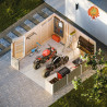Garage Holz Ahornhof – Innenraum mit Motorrädern