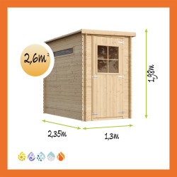 Timbela Gartenwinkel (M306) – 2,63 m² Blockbohlen-Gartenhaus