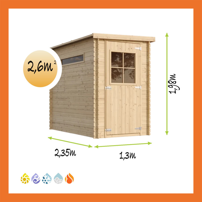 Timbela Gartenwinkel (M306) – 2,63 m² Blockbohlen-Gartenhaus