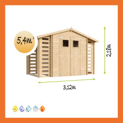 Timbela Scheitstube (M391) – 5,41 m² Blockbohlen-Gartenhaus
