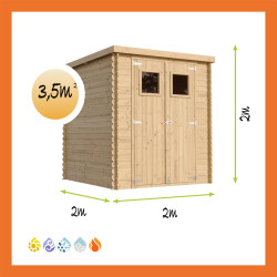 Timbela Vierkant (M309) – 3,53 m² Blockbohlen-Gartenhaus