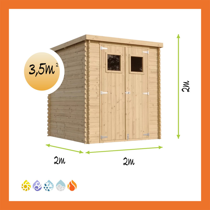 Timbela Vierkant (M309) – 3,53 m² Blockbohlen-Gartenhaus