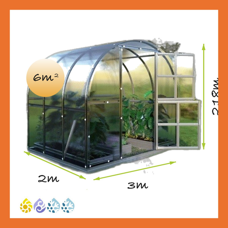 Gewächshaus Polycarbonat Stahl Runddach Quarz