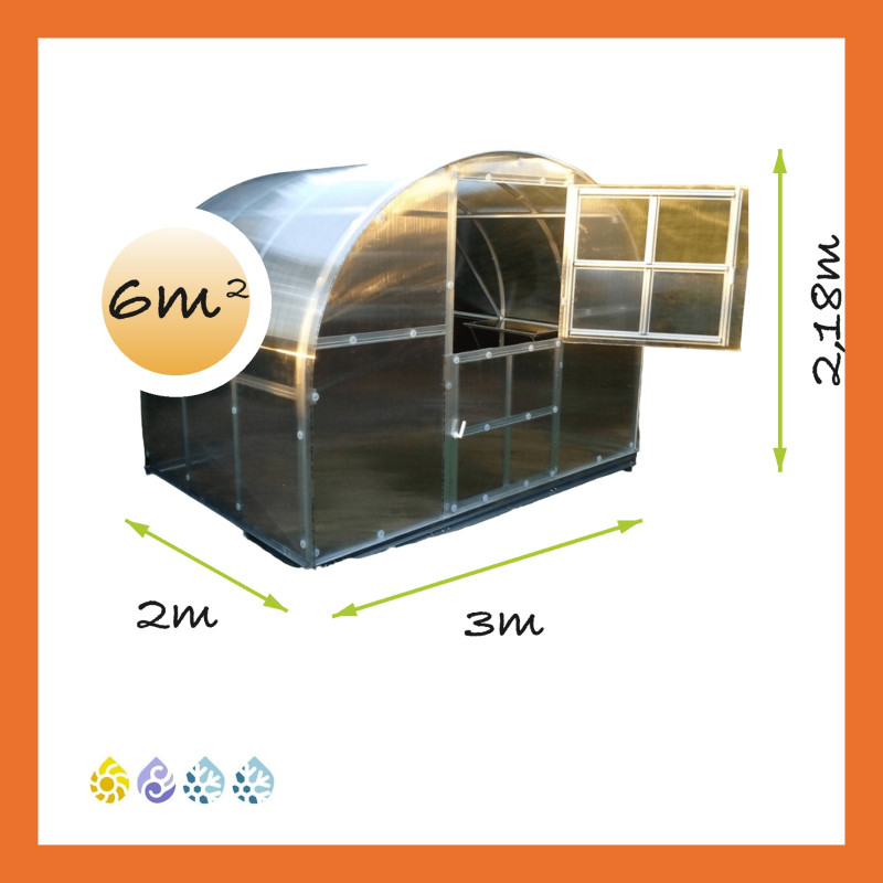 Gewächshaus Polycarbonat Stahl Runddach Quarz