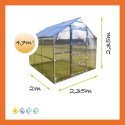 Gewächshaus Polycarbonat Stahl Satteldach Granat