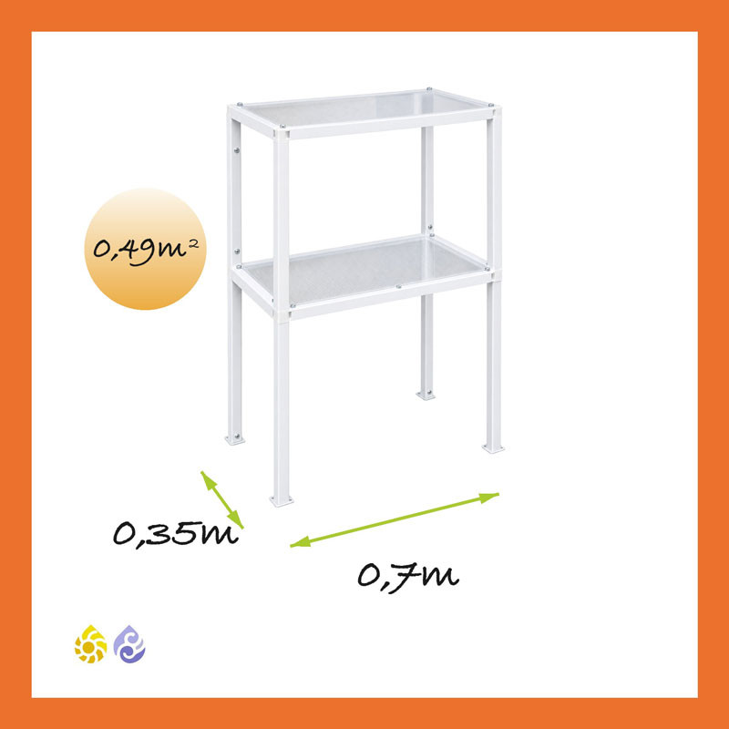 Maßbild Regal Gewächshaus Polycarbonat PVC Satteldach Jade