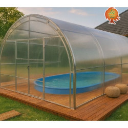 Gewächshaus Polycarbonat Stahl Runddach Obsidian