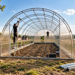 Gewächshaus Polycarbonat Stahl Runddach Basalt – Konstruktion