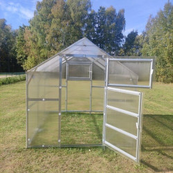 Gewächshaus Polycarbonat Stahl Satteldach Granat – Eingang