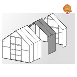 Verlängerungsmodul Gewächshaus Polycarbonat Stahl Satteldach Granat