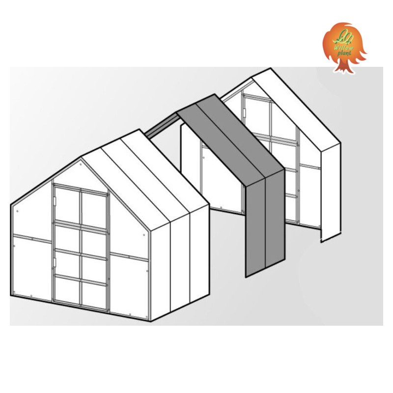 Verlängerungsmodul Gewächshaus Polycarbonat Stahl Satteldach Granat