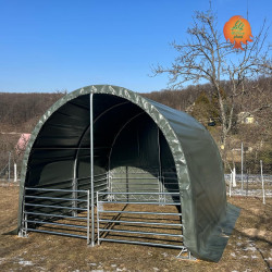 Weidezelt PVC Stahl Runddach Koppel – 4 × 4 m Stirnseite