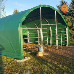 Weidezelt PVC Stahl Runddach Koppel – 6 m Breite, Seitenansicht