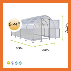 Gewächshaus Polycarbonat Stahl Runddach Jaspis – Maße 3 x 2 m