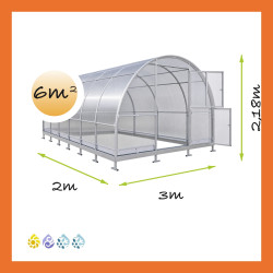 Gewächshaus Polycarbonat Stahl Runddach Onyx – Maße 3 x 2 m