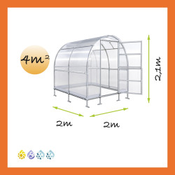 Gewächshaus Polycarbonat Stahl Runddach Turmalin – Maße 2 x 2 m