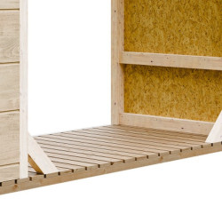 Holzlager Verbundholz Pultdach Feuerkammer – Aufstellen, streichen, nutzen