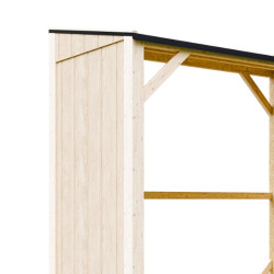 Holzlager Holzhort – Dach mit Metallkanten