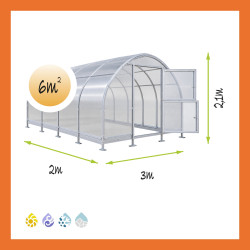 Gewächshaus Polycarbonat Stahl Runddach Jaspis – Maße 3 x 2 m