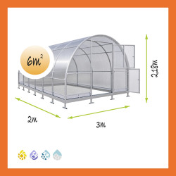 Gewächshaus Polycarbonat Stahl Runddach Onyx – Maße 3 x 2 m