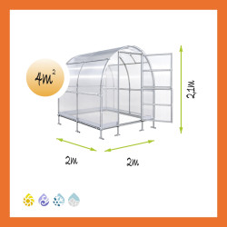 Gewächshaus Polycarbonat Stahl Runddach Turmalin – Maße 2 x 2 m